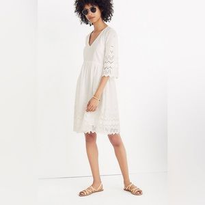 Madewell Eyelet Lattice Dress. White. Size 10.